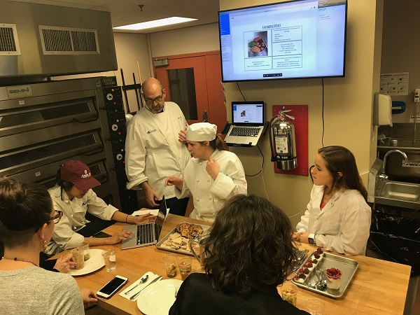 Students and professor in a food Science class